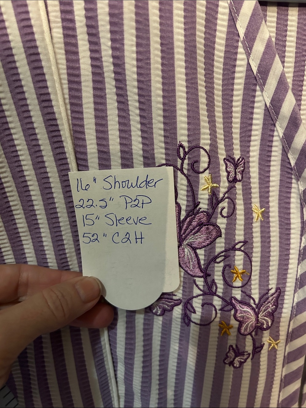 Collections Etc Sz M Striped Lavender Embroidered Maxi Kaftan- MuMu - Picture 5 of 5
